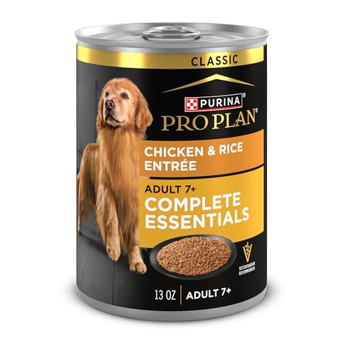 Purina Pro Plan Wet Dog Food For Senior Dogs Adult 7 Plus Chicken and Rice Entree Classic - (Pack of 12) 13 oz. Cans