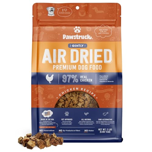 Pawstruck All Natural Air Dried Dog Food with Real Chicken, Grain-Free, Made in USA, Non-GMO & Vet Recommended, High Protein Limited Ingredient Full-Feed for All Breeds & Ages, 2lb Bag