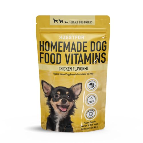 Azestfor Homemade Dog Food Supplement Dog Vitamins Made in USA Add to Holistic Whole Food Diets Raw BARF All Breeds Puppy Adult 16oz Powder