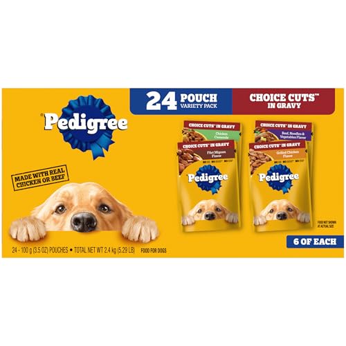 Pedigree Choice Cuts In Gravy Adult Soft Wet Dog Food 24-Count Variety Pack, 3.5 oz. Pouches