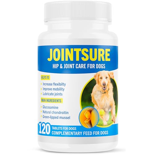 Jointsure Hip and Joint Supplement for Dogs - Glucosamine for Dogs - Joint Support Supplement for Dogs with Glucosamine, Chondroitin and Green Lipped Mussels - 120 Tablets for All Breeds & Sizes
