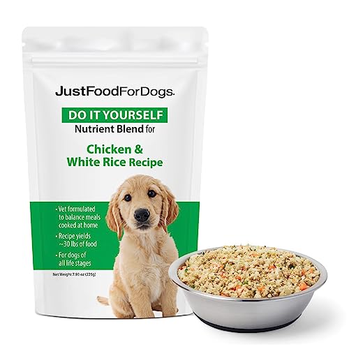 JustFoodForDogs DIY Nutrient Blend for Homemade Dog Food, Chicken & White Rice, 7.93oz