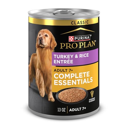 Purina Pro Plan Wet Dog Food For Senior Dogs Adult 7 Plus Turkey and Rice Entree Classic - (Pack of 12) 13 oz. Cans