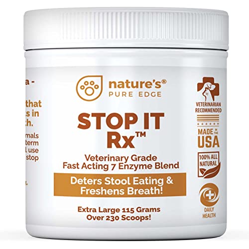 Nature's Pure Edge No Poop Eating for Dogs. Coprophagia Treatment. Digestive Enzyme with Breath Freshener. Stop Eating Poop for Dogs, Stool Eating Deterrent. Extra Large 230 Scoops in Each jar.
