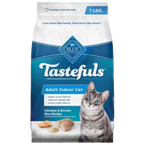 Blue Buffalo Tastefuls Natural Dry Food for Adult Indoor Cats, Chicken & Brown Rice Recipe, 7-lb. Bag