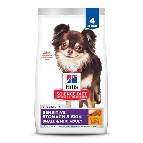 Hill's Science Diet Sensitive Stomach & Skin, Adult 1-6, Small & Mini Breeds Stomach & Skin Sensitivity Support, Dry Dog Food, Chicken Recipe, 4 lb Bag