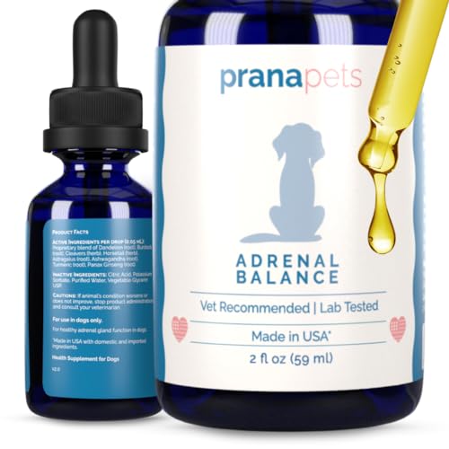 PranaPets Adrenal Balance for Dogs with Cushing’s | Naturally Relieves Symptoms of Cushing's in Dogs | Herbal Formula for Dogs with Cushing’s