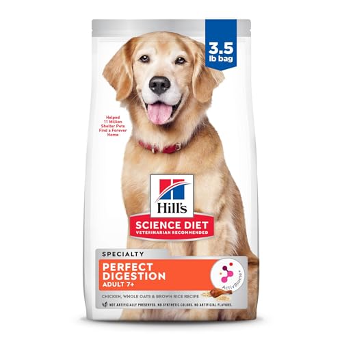 Hill's Science Diet Perfect Digestion, Senior Adult 7+, Digestive Support, Dry Dog Food, Chicken, Brown Rice, & Whole Oats, 3.5 lb Bag