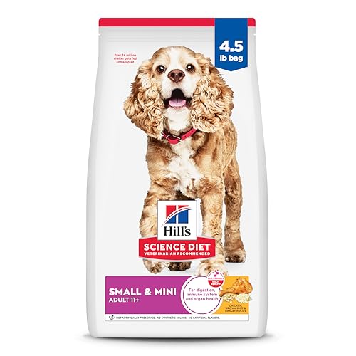 Hill's Science Diet Small & Mini, Senior Adult 11+, Small & Mini Breeds Senior Premium Nutrition, Dry Dog Food, Chicken, Brown Rice & Barley, 4.5 lb Bag