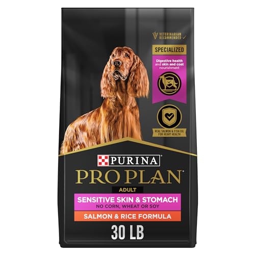 Purina Pro Plan Sensitive Skin and Stomach Dog Food Dry, Adult Salmon & Rice Formula, Digestive Health - 30 lb. Bag