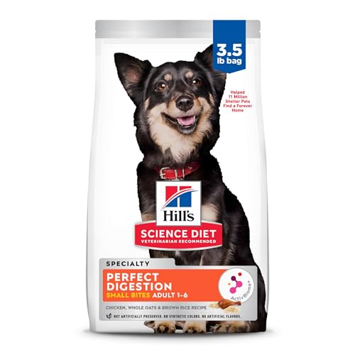 Hill's Science Diet Perfect Digestion, Adult 1-6, Digestive Support, Small Kibble, Dry Dog Food, Chicken, Brown Rice, & Whole Oats, 3.5 lb Bag