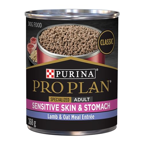 Purina Pro Plan Sensitive Skin and Stomach Dog Food Wet Classic Pate Lamb and Oat Meal Entrée - (Pack of 12) 13 oz. Cans
