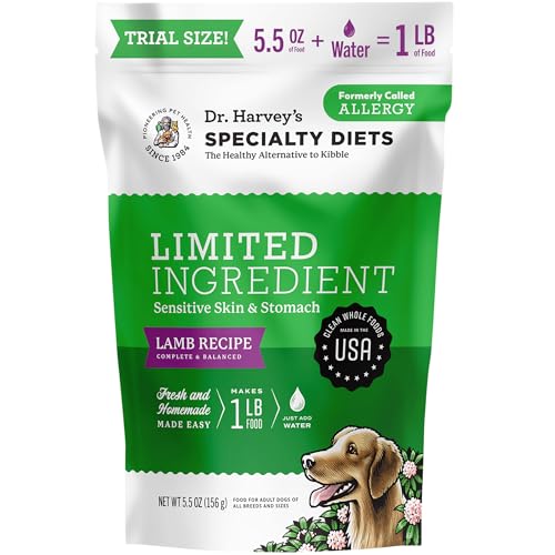 Dr. Harvey's Specialty Diet Limited Ingredient - Human Grade Dog Food for Dogs with Sensitivities - Lamb Recipe (Trial Size, 5.5 oz)
