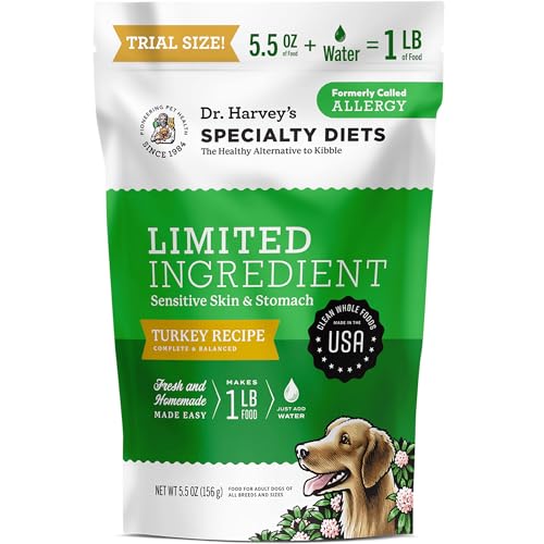 Dr. Harvey's Specialty Diet Limited Ingredient - Human Grade Dog Food for Dogs with Sensitivities - Turkey Recipe (Trial Size, 5.5 oz)