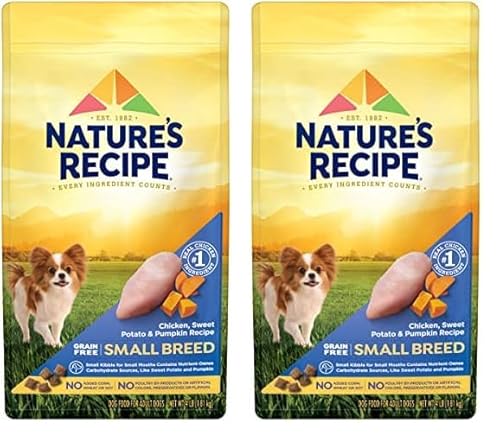 Nature′s Recipe Grain Free Small Breed Chicken, Sweet Potato & Pumpkin Recipe Dry Dog Food, 4 lb. Bag (Pack of 2)