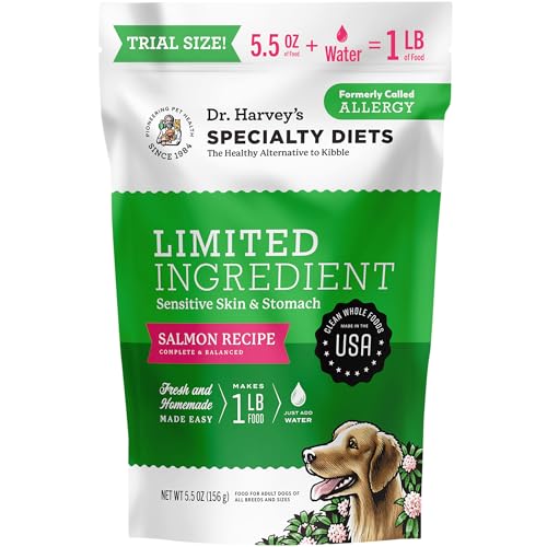 Dr. Harvey's Specialty Diet Limited Ingredient - Human Grade Dog Food for Dogs with Sensitivities - Salmon Recipe (Trial Size, 5.5 oz)